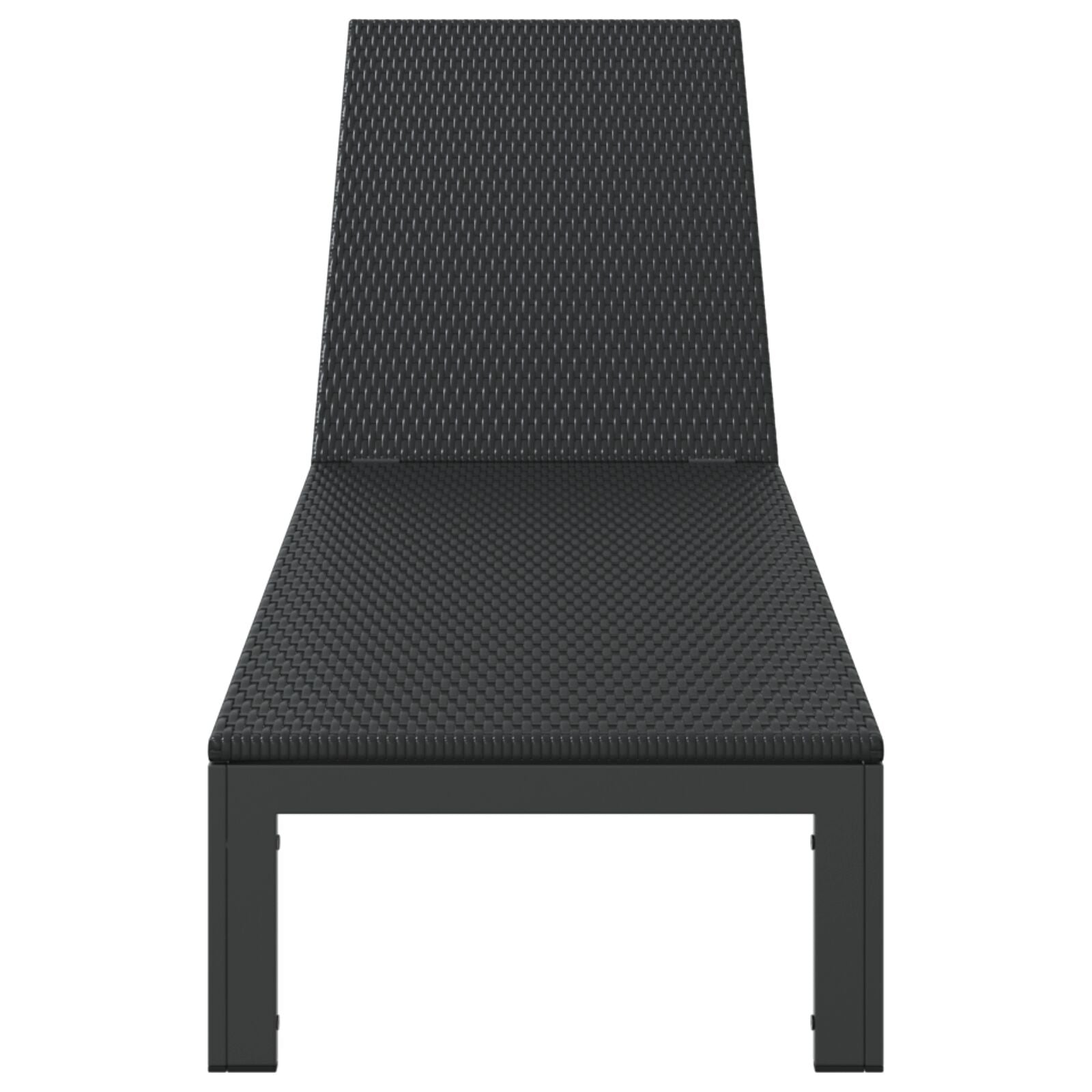 Solseng Med Hjul Svart Poly Rattan