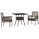 3 Delt Hage Spisebordsett Brun Poly Rattan