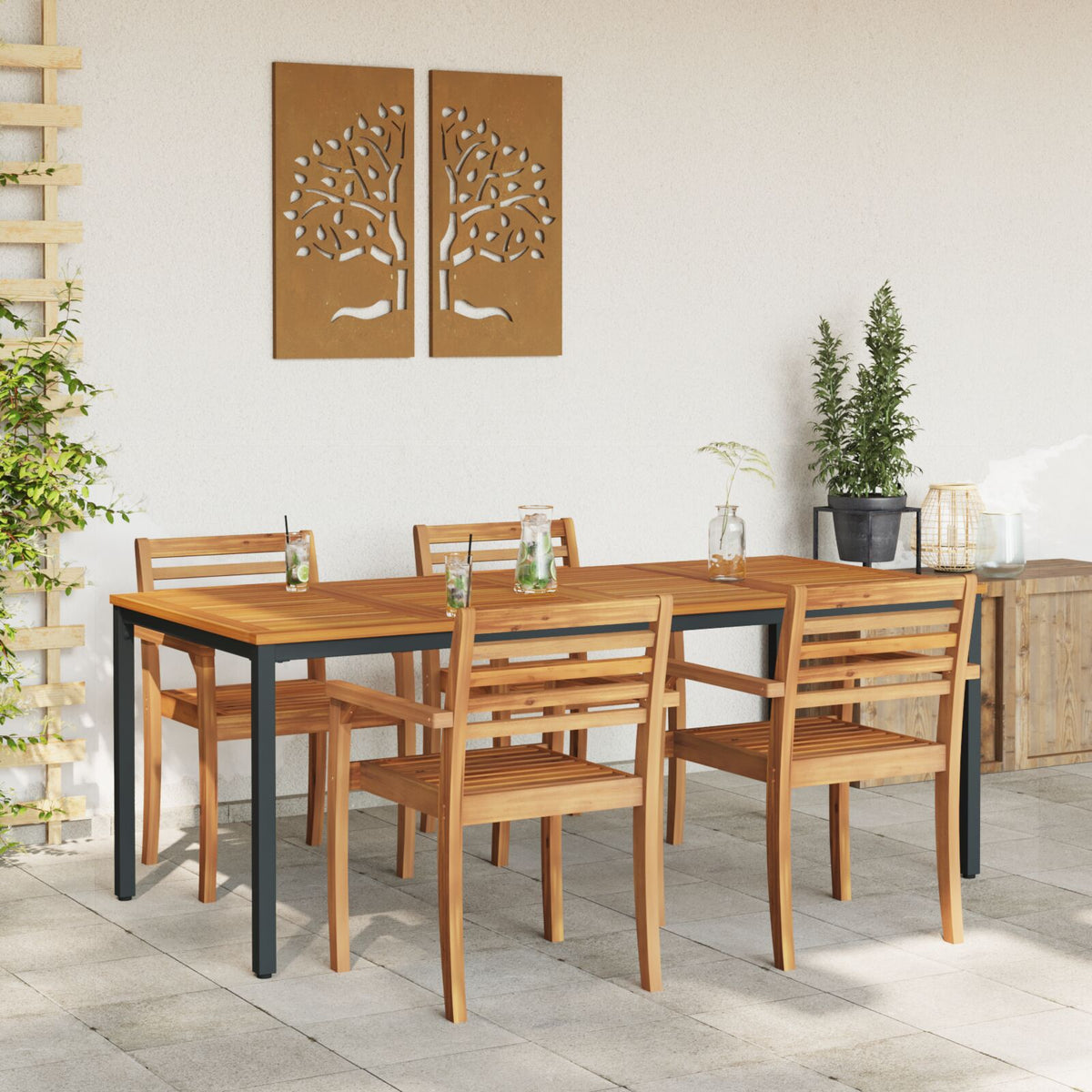 Hagebord 200X90X75 Cm Solid Akasietre Og Metall