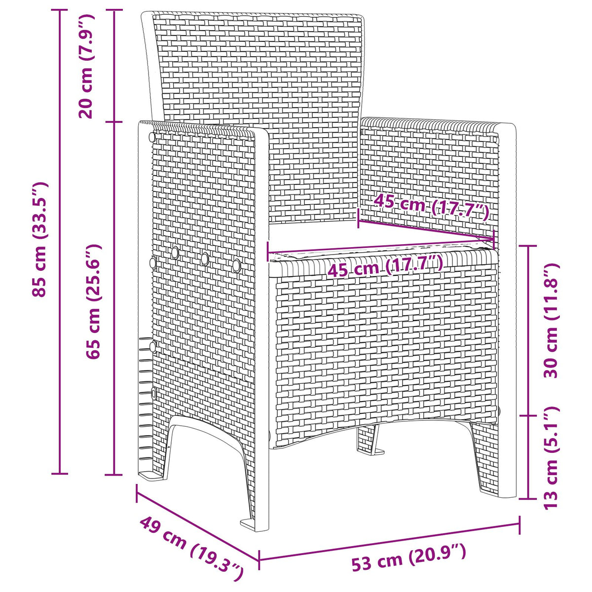 Hage Stol Set Of 2 Lysegrå, Antrasitt Polypropylen Standard