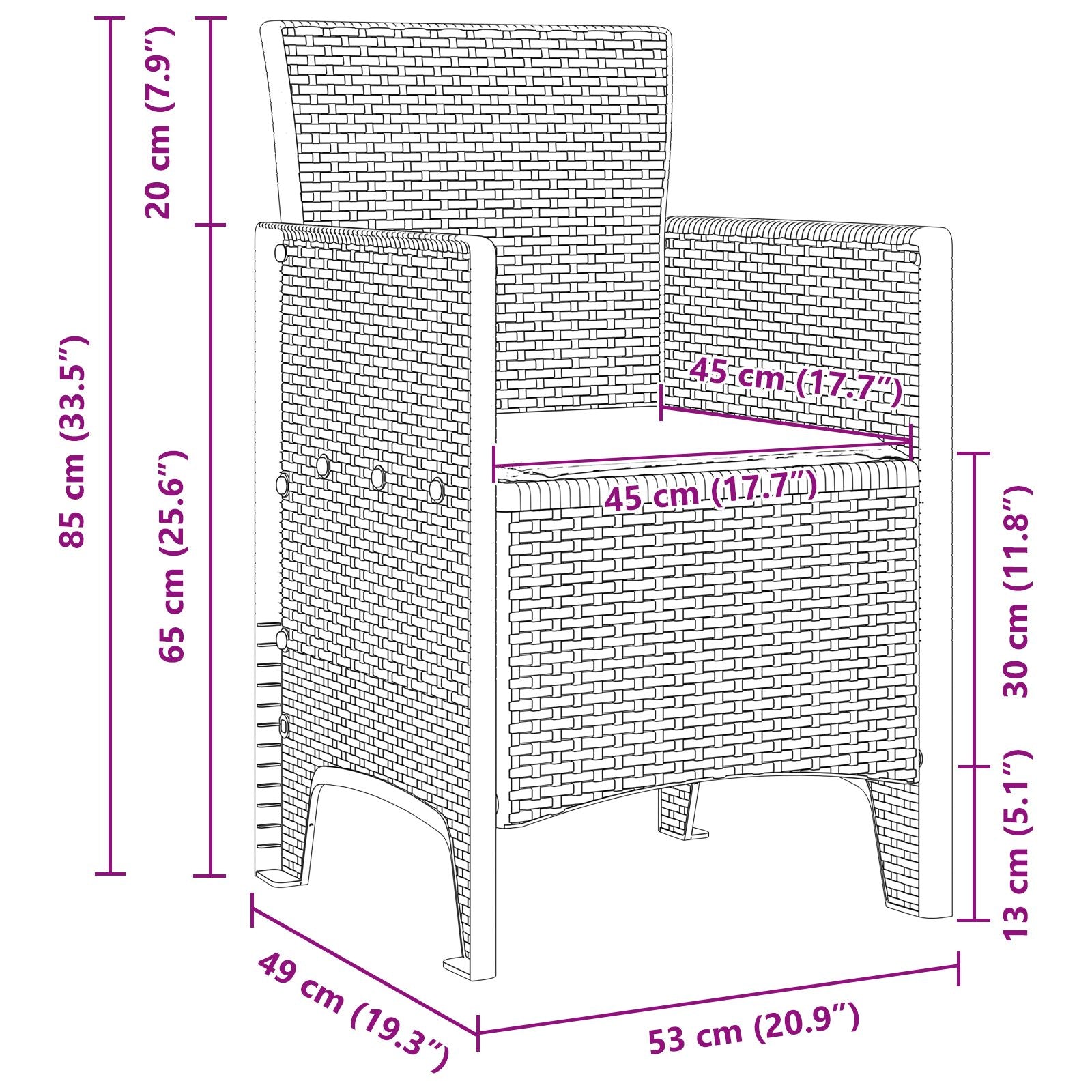 Hage Stol Set Of 2 Lysegrå, Antrasitt Polypropylen Standard