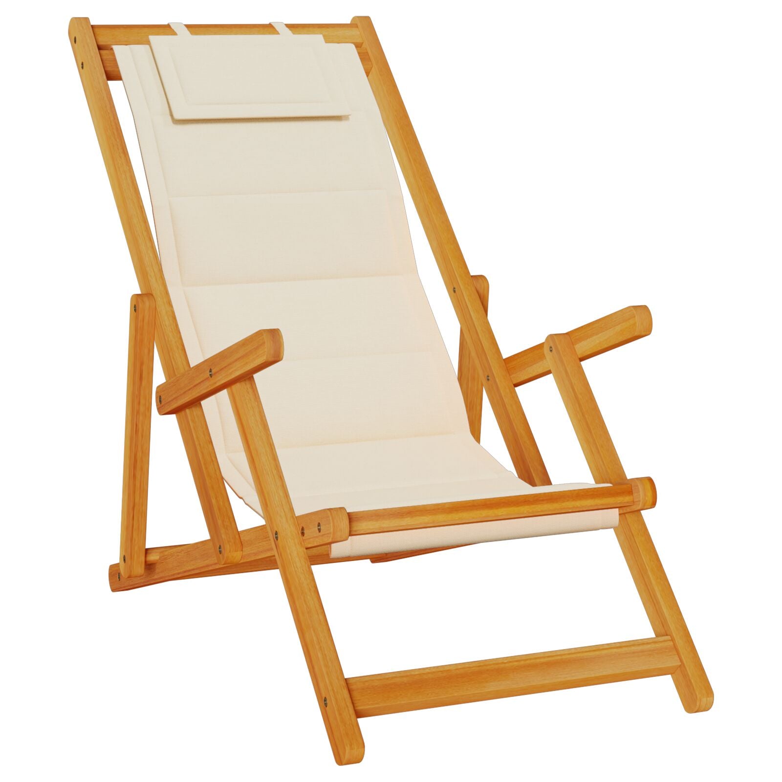 Sammenleggbare Strandstoler 2 Stk Krem Solid Akasietre Og Textilene