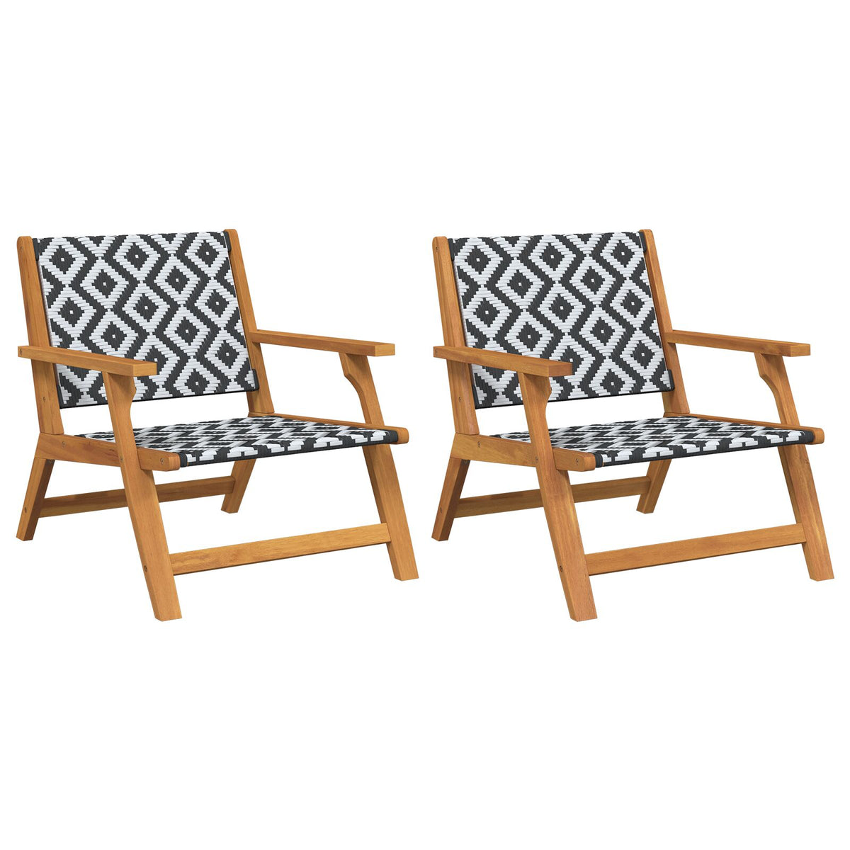Hagemøbler 2 Stk Svart Og Hvit 76X67X73 Cm Massivt Akasietre