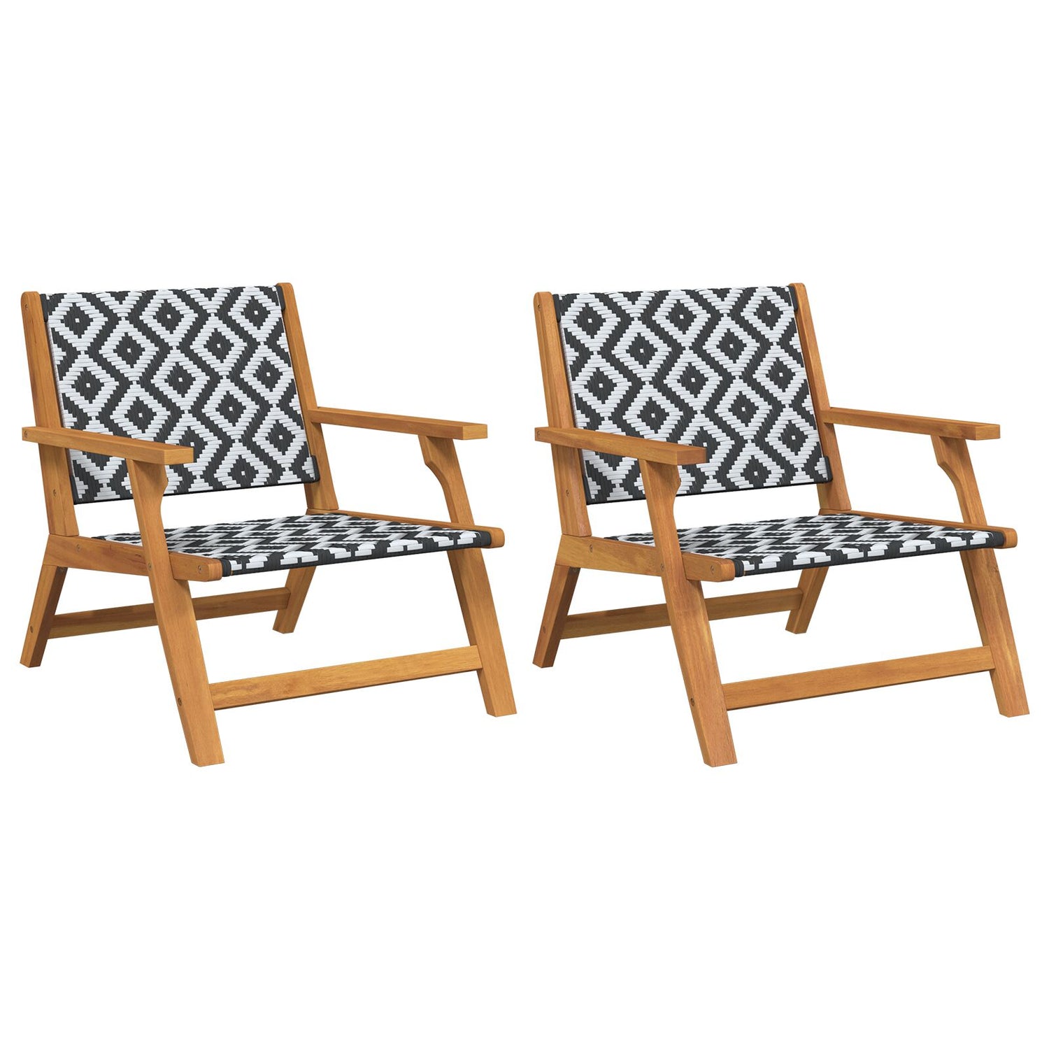 Hagemøbler 2 Stk Svart Og Hvit 76X67X73 Cm Massivt Akasietre
