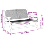 Hagebenk Svart 122X76X73,5 Cm Solid Akasietre