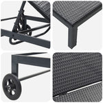 Solseng Med Hjul Svart Poly Rattan