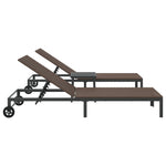 Solsenger 2 Stk Med Hjul Og Bord Brun Polyrotting