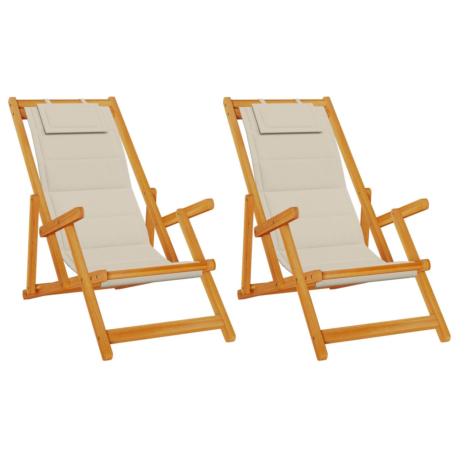 Sammenleggbare Strandstoler 2 Stk Taupe Solid Akasietre & Textilene