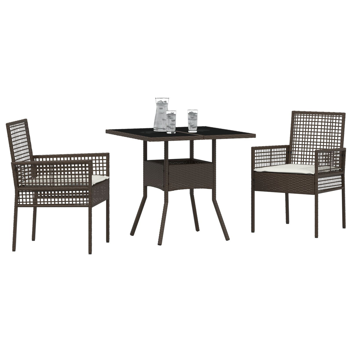 3 Delt Hage Spisebordsett Brun Poly Rattan