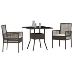 3 Delt Hage Spisebordsett Brun Poly Rattan