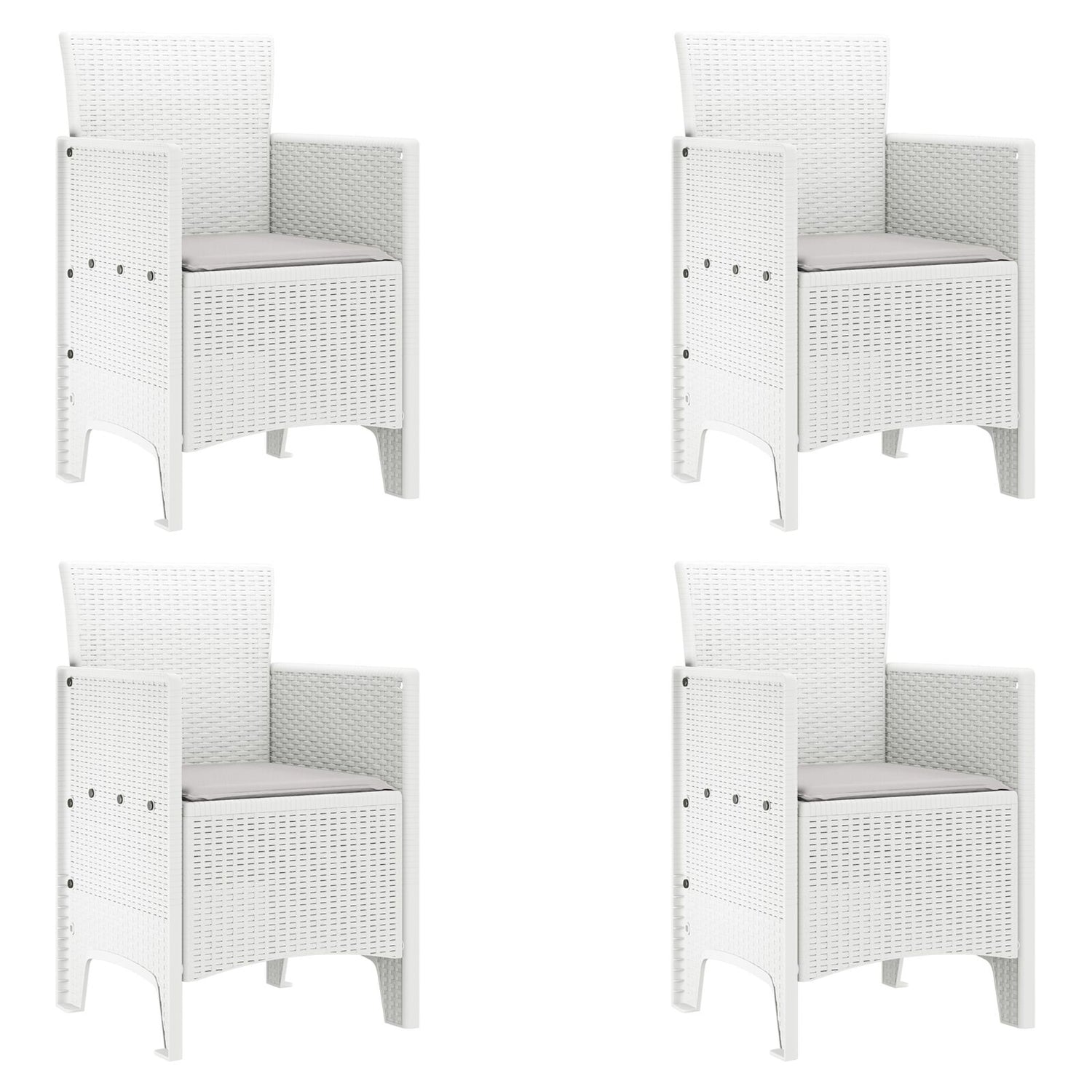 Hagemøbler Sett Med 4 Hvit Rattan Standard Holdbar Utemøbler