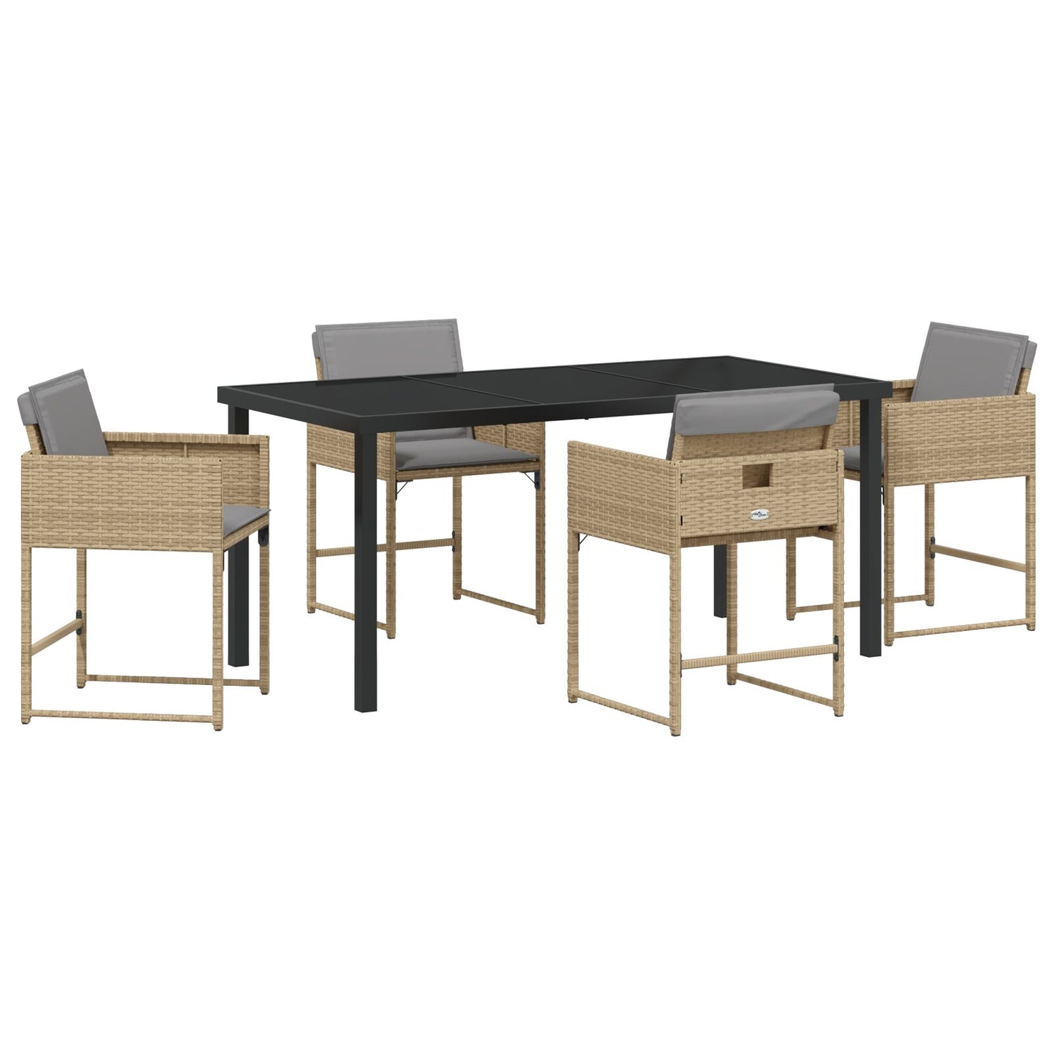 5 Delt Hage Spisegruppe Med Puter Beige Poly Rattan