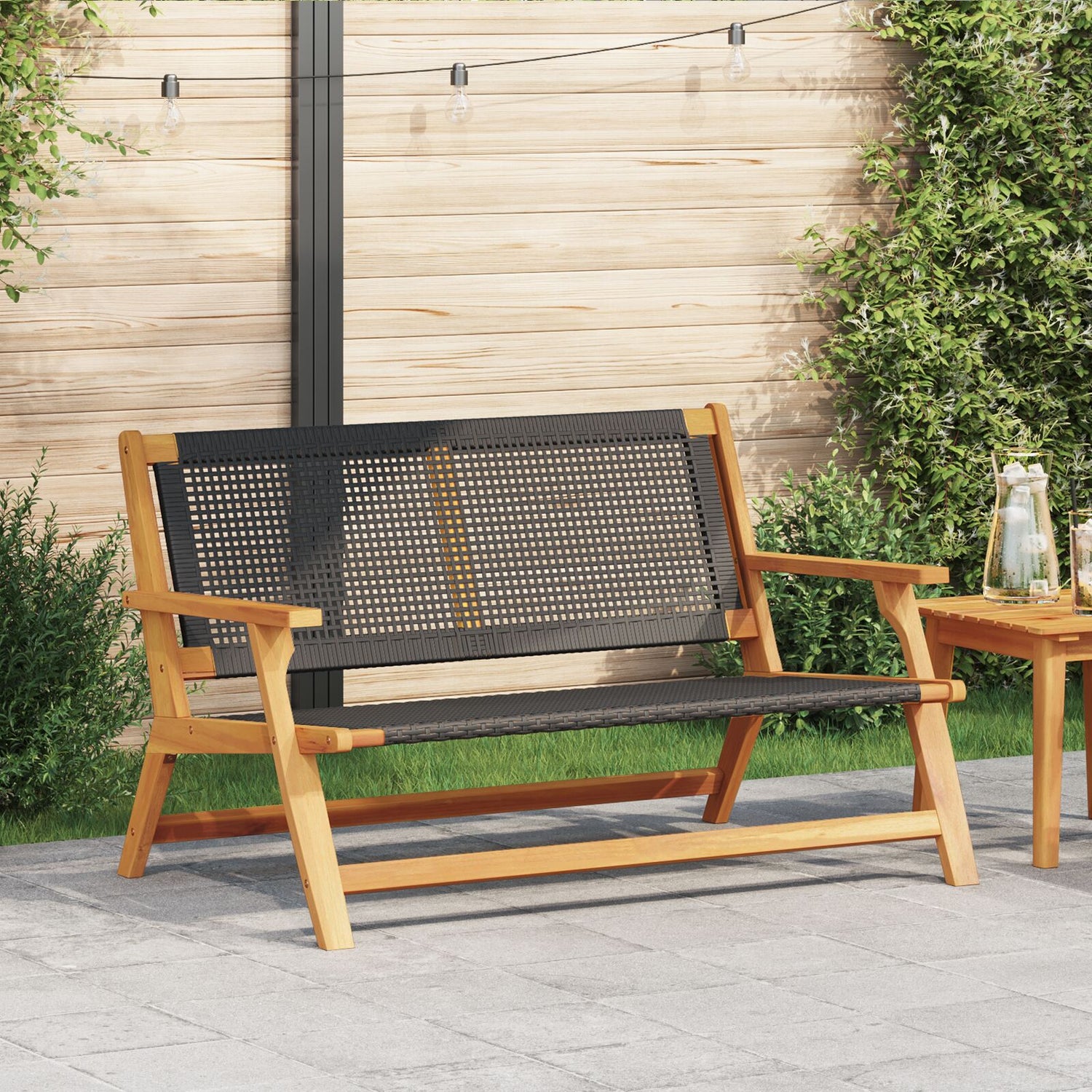 Hagebenk Svart 122X76X73,5 Cm Solid Akasietre
