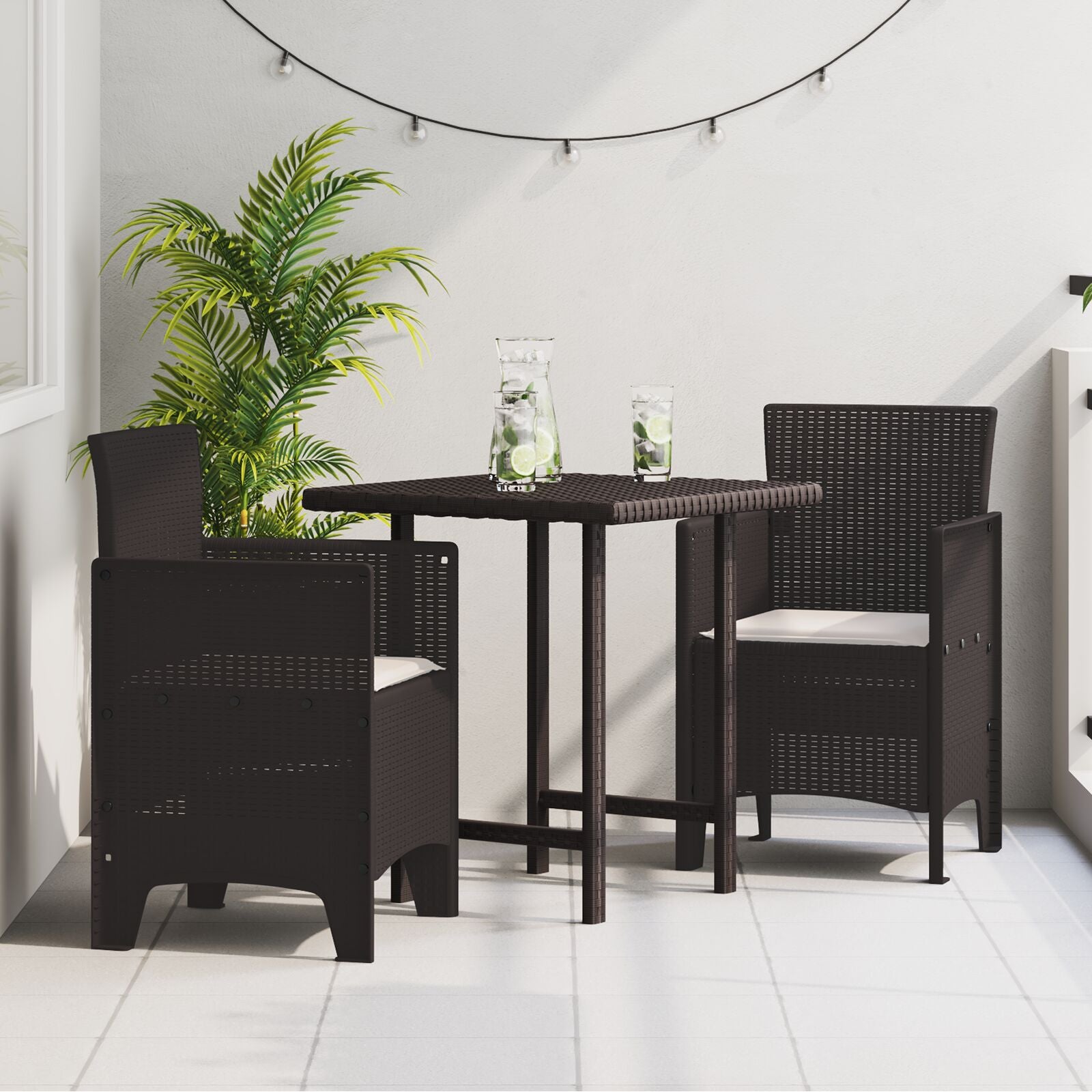 Hagemøbler Med Puter Sett Med 2 Brun, Taupe Plast, Polyester