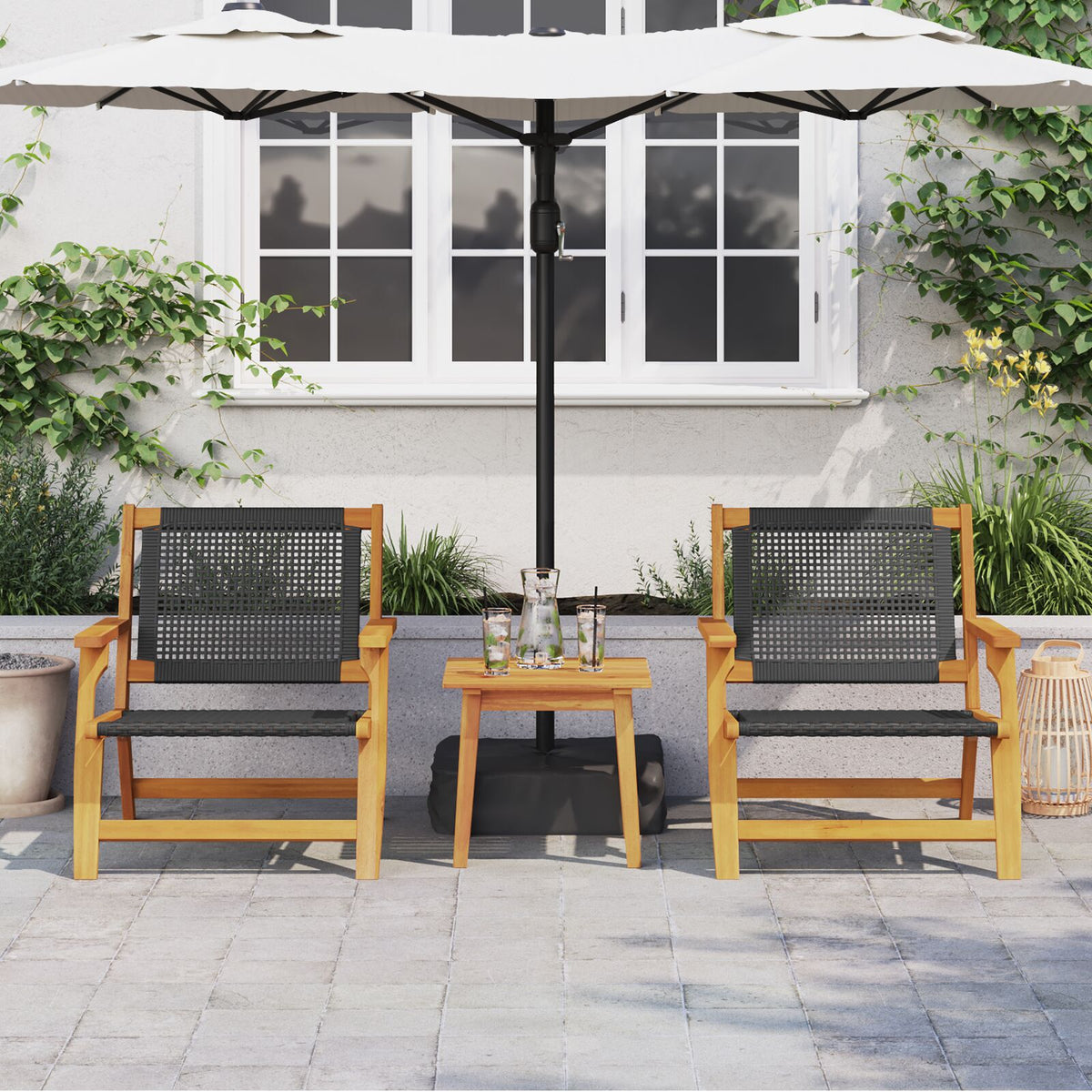 Hagemøbler 2 Stk Svart 76X67X73,5 Cm Massivt Akasietre