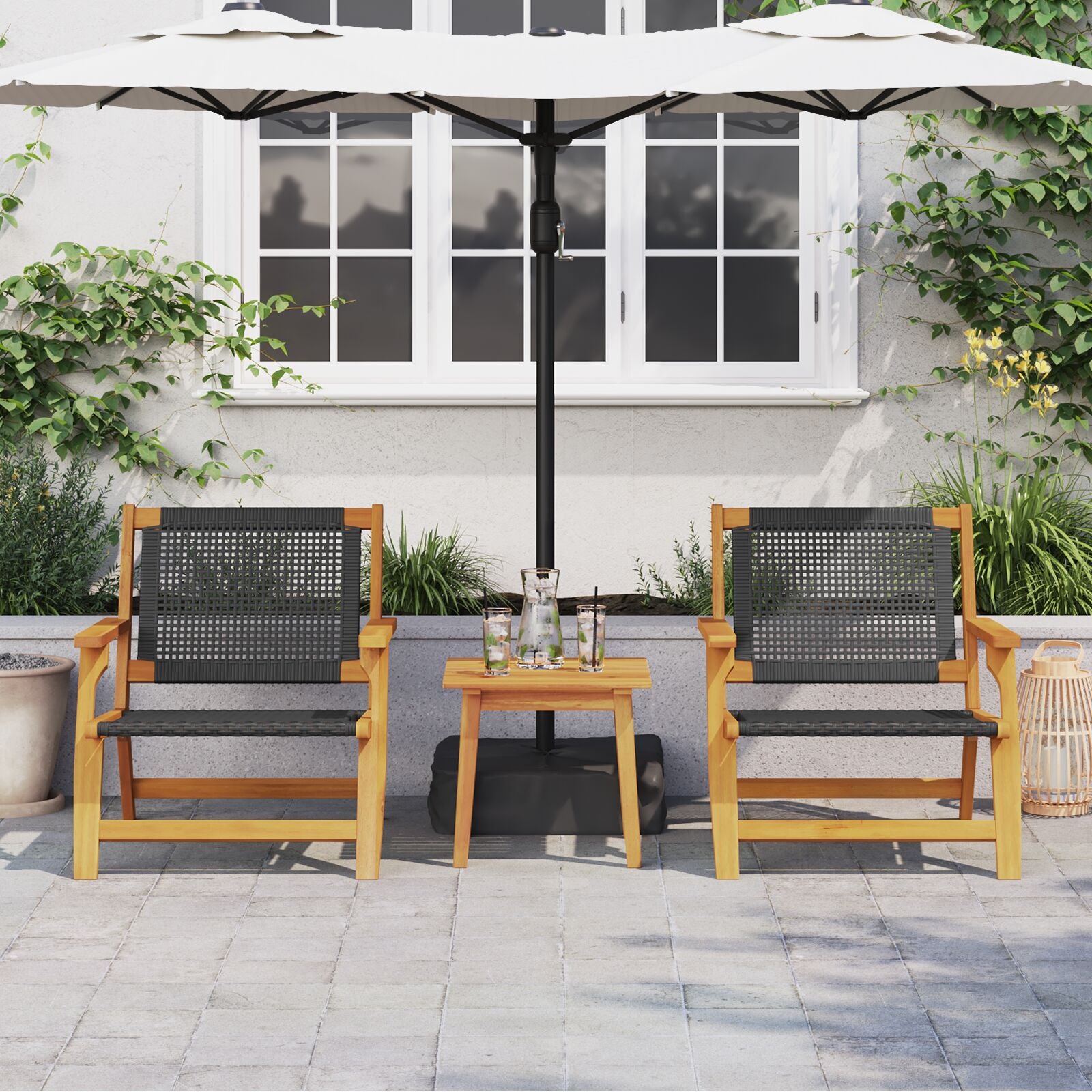 Hagemøbler 2 Stk Svart 76X67X73,5 Cm Massivt Akasietre