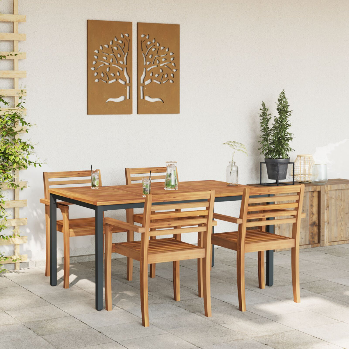 Hagebord 150X90X75 Cm Solid Akasietre Og Metall