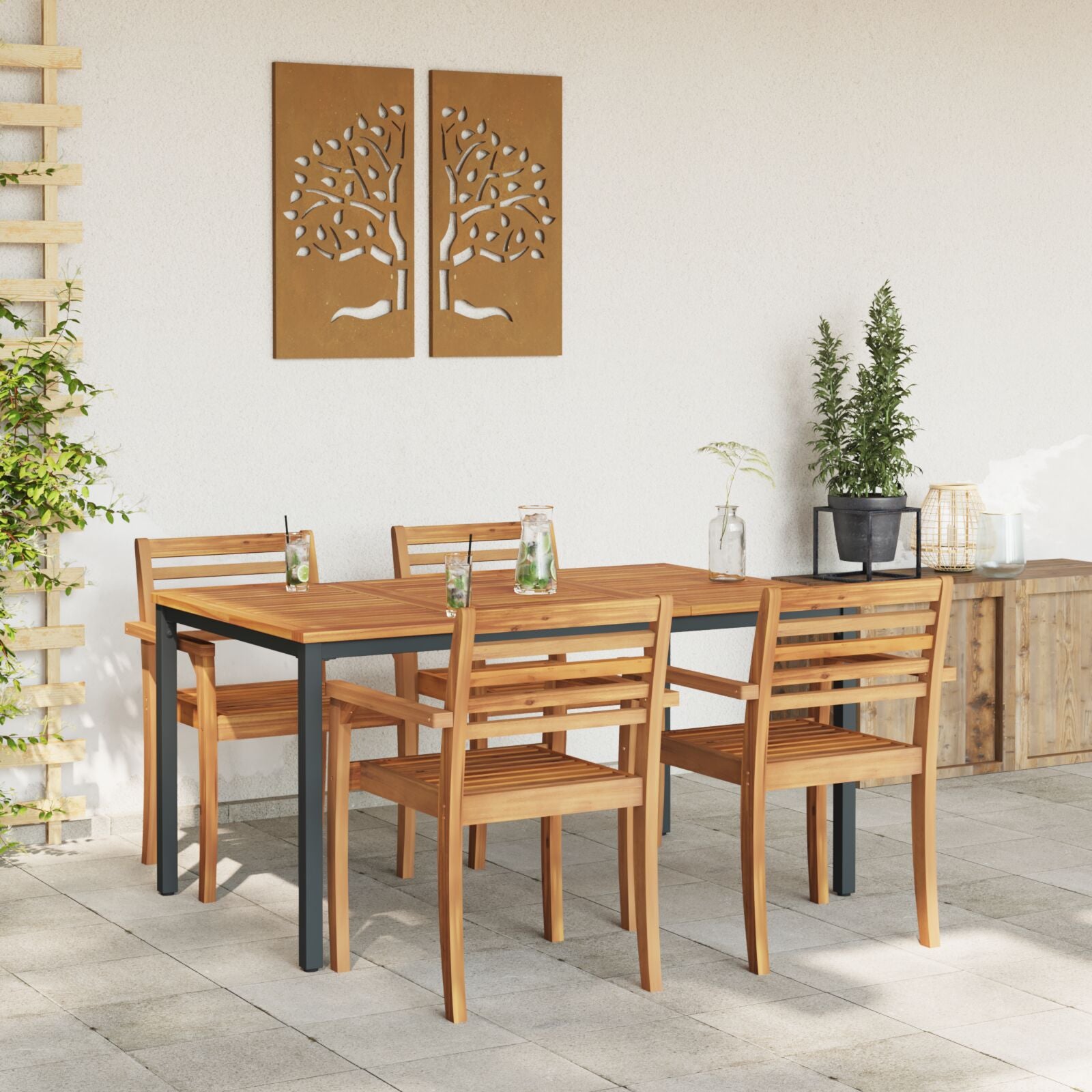 Hagebord 150X90X75 Cm Solid Akasietre Og Metall