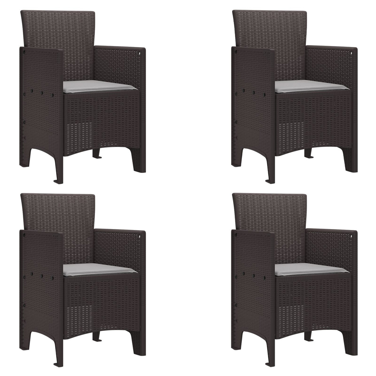 Hage Stoler Med Puter 4 Stk Brun Poly Rattan