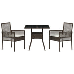 3 Delt Hage Spisebordsett Brun Poly Rattan