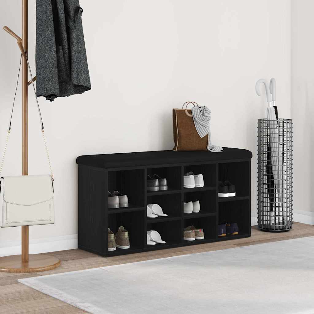 Oppbevaringsbenk /Skobenk Svart Eik 102 x 32 x 50 cm Konstruert tre