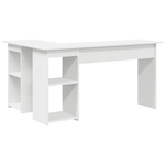 Skrivebord Med Hylle Hvit 142 X 102 X 73 Cm Konstruert Tre