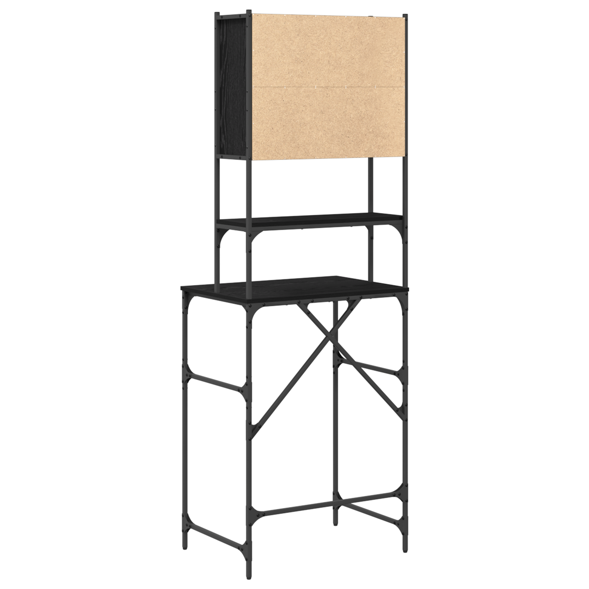 Vaskemaskinskap Svart 0Ak 68 X 48,5 X 194 Cm Konstruert Tre