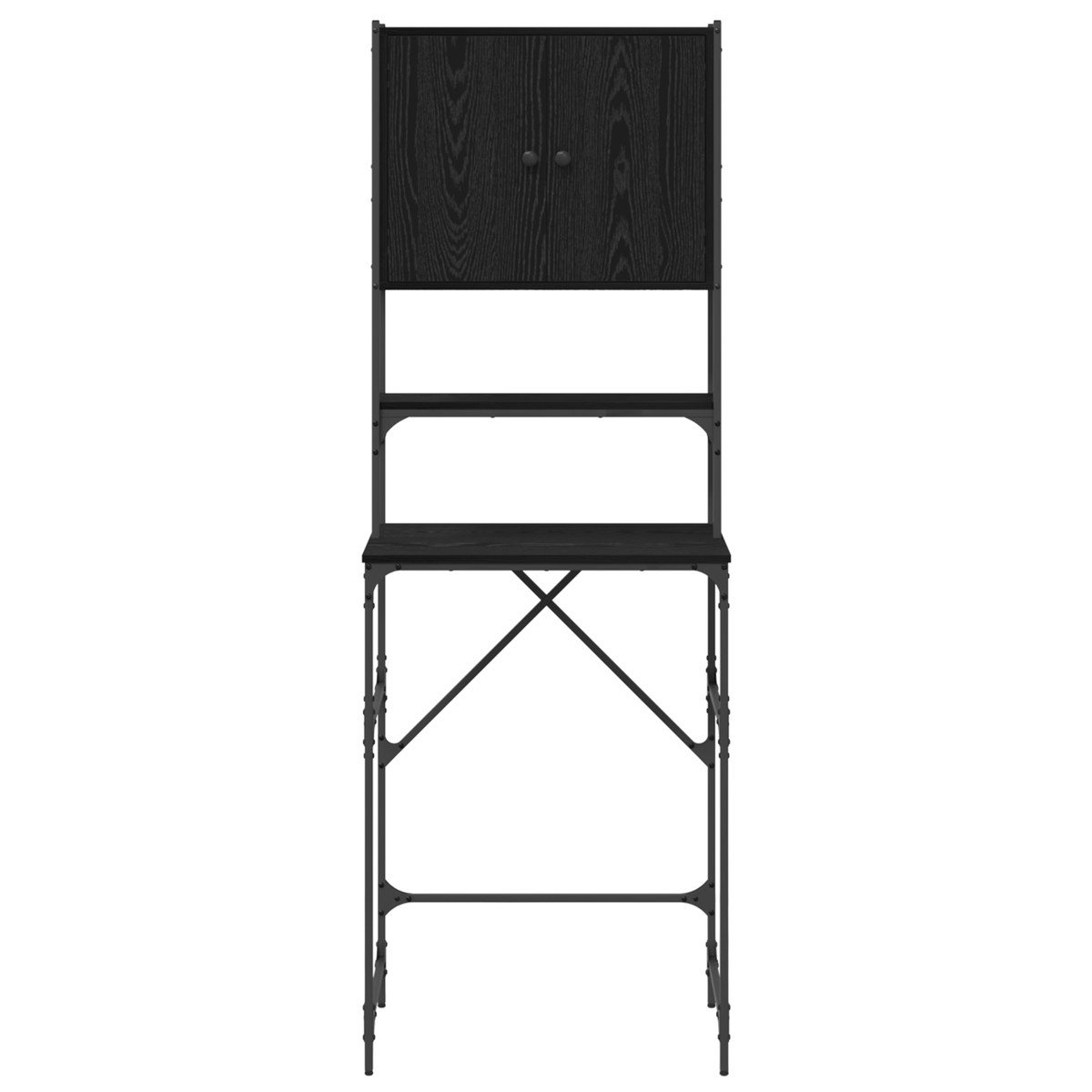 Vaskemaskinskap Svart 0Ak 68 X 48,5 X 194 Cm Konstruert Tre