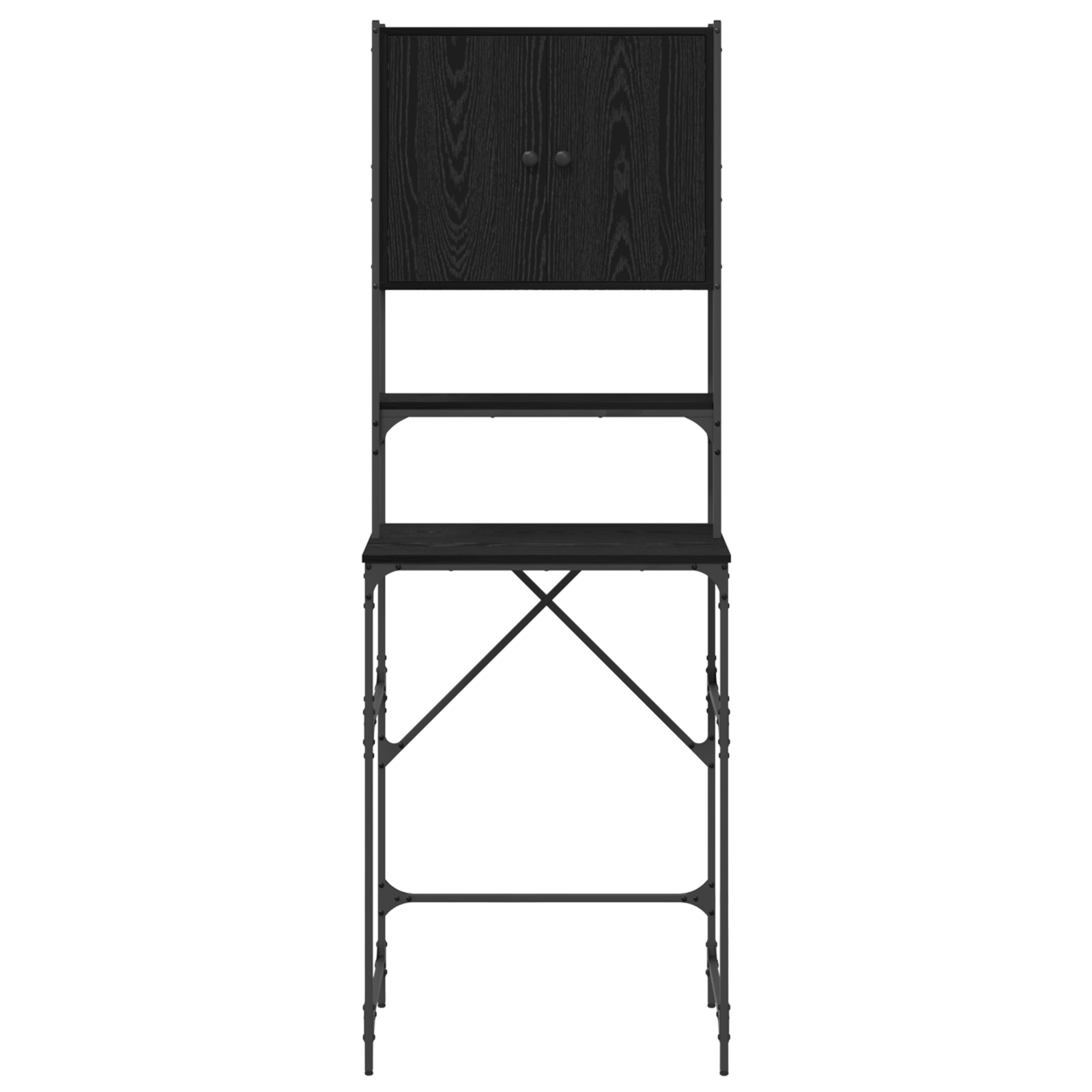 Vaskemaskinskap Svart 0Ak 68 X 48,5 X 194 Cm Konstruert Tre