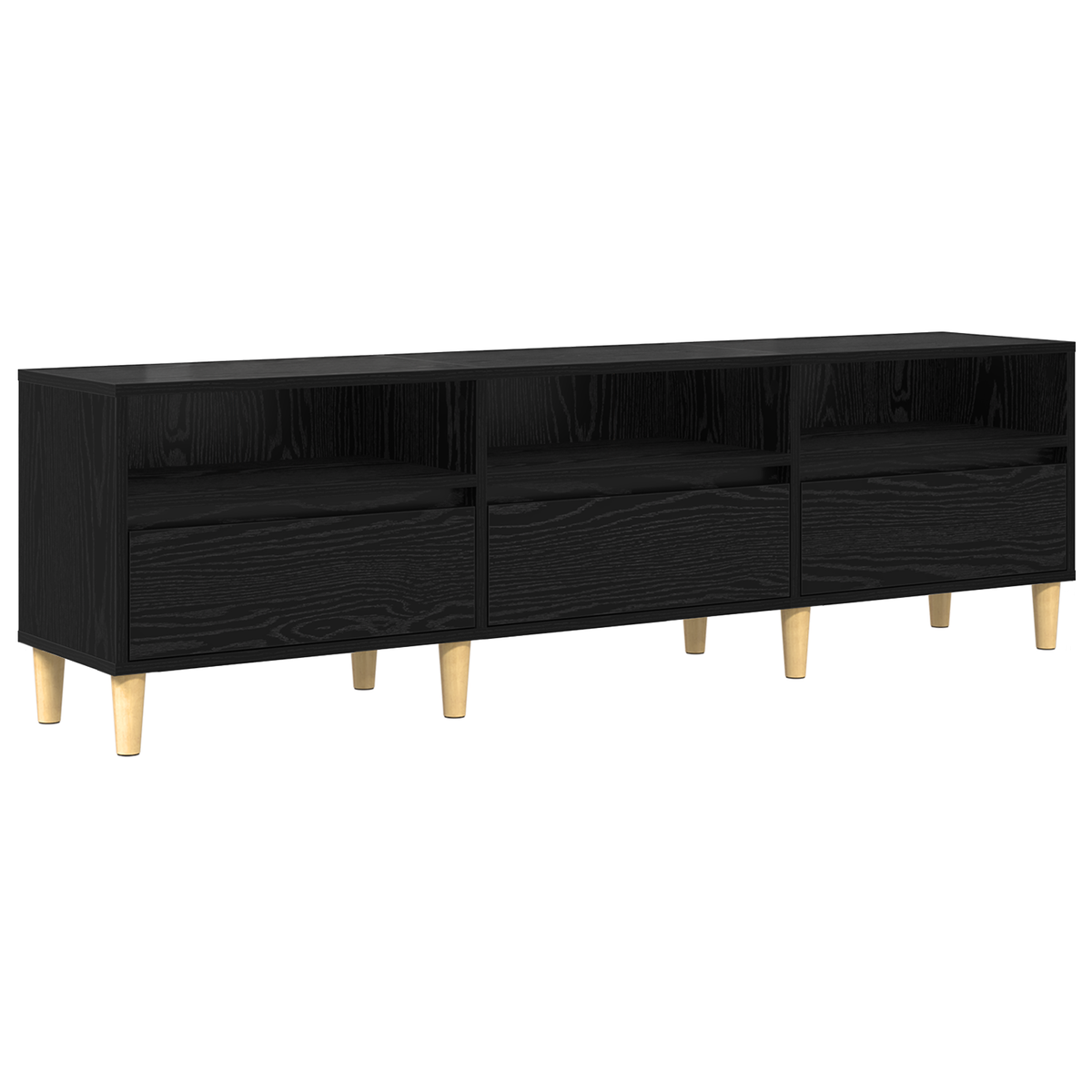 Tv-Skap Med Skuff Svart Eik 150 X 30 X 45 Cm Konstruert Tre