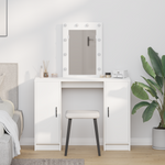 Sminkebord Med Speillys Hvit 102 X 33 X 135 Cm Konstruert Tre
