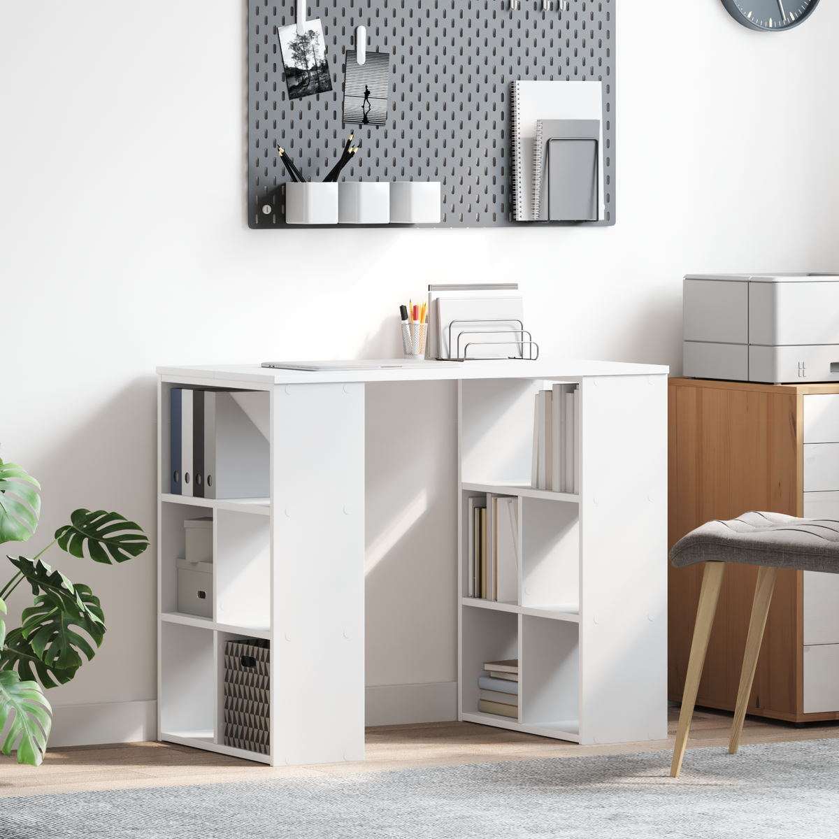 Skrivebord Med Hylle Hvit 90 X 50 X 75 Cm Konstruert Tre