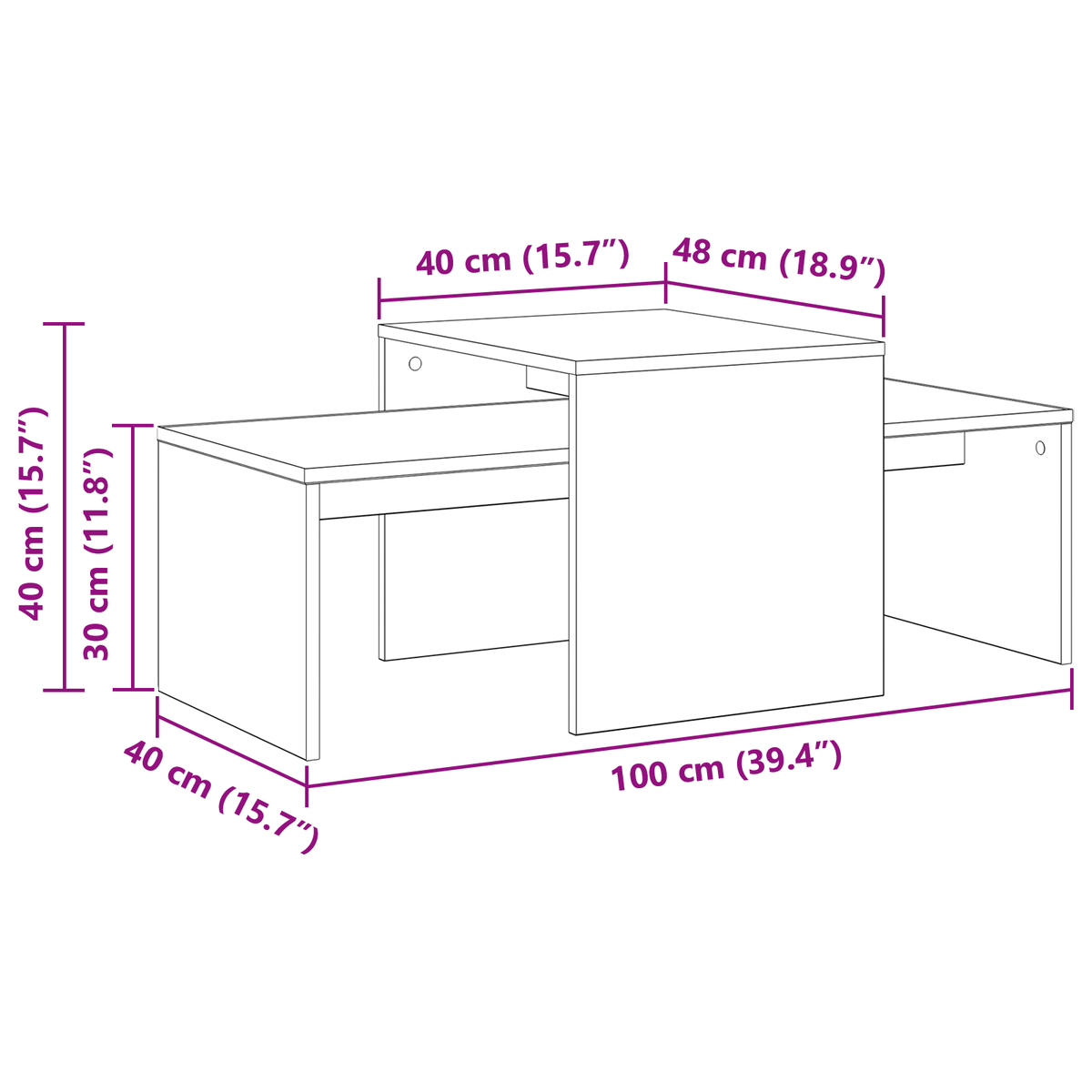 Stablingsbord Svart Eik 100 X 48 X 40 Cm Konstruert Tre