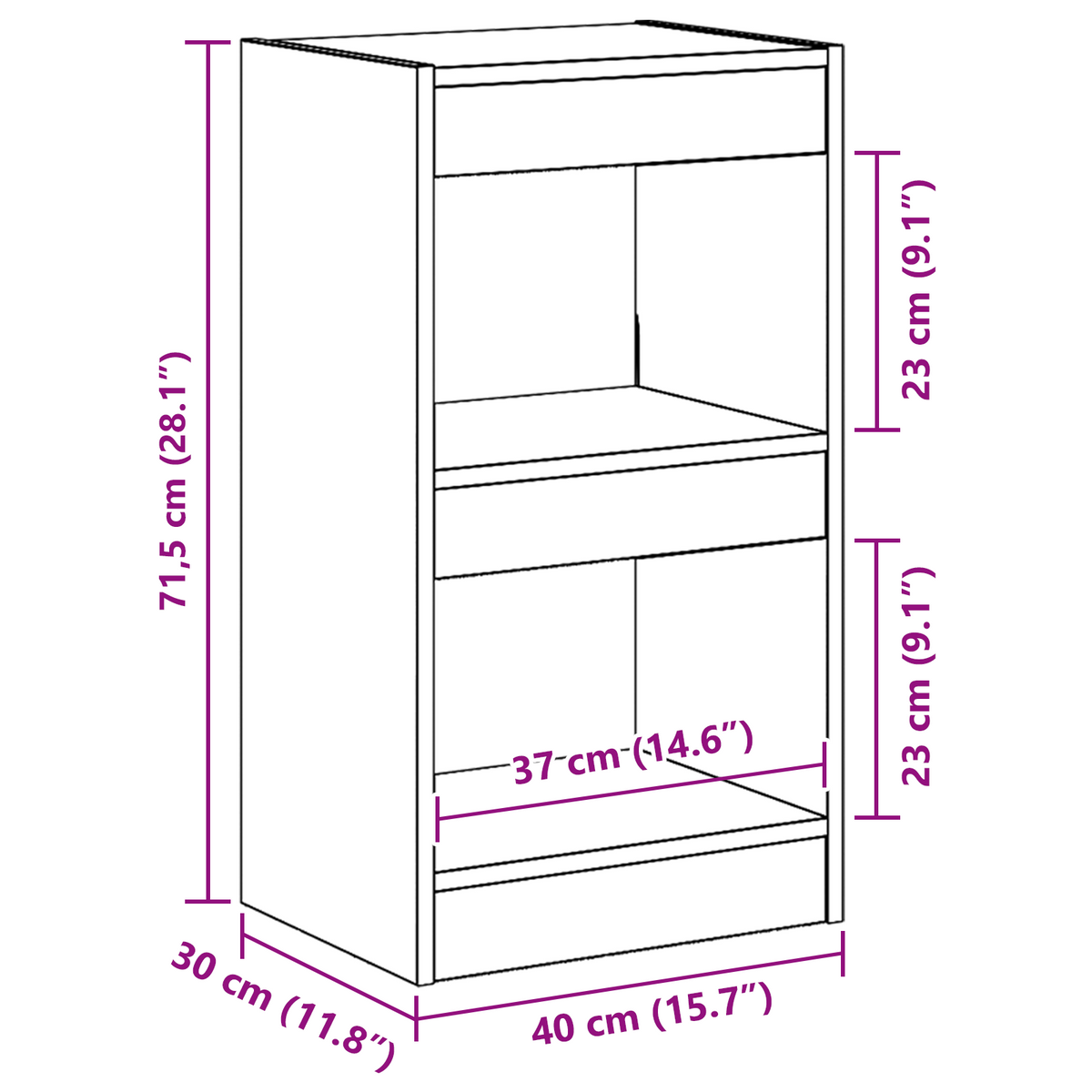 Bokskap Svart Eik 40 X 30 X 71,5 Cm Konstruert Tre
