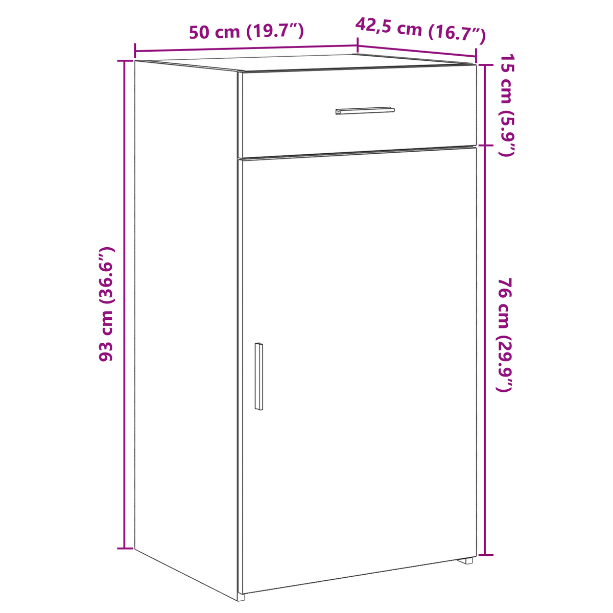 Serviesskap Med Skuff Artisan Eik 50 X 42,5 X 93 Cm
