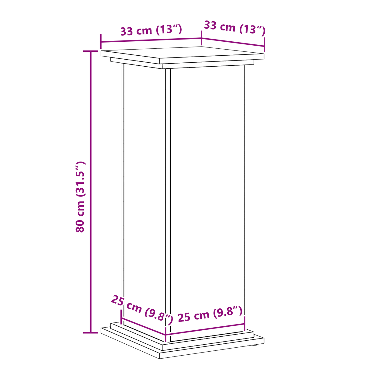 Planteholder Svart Eik 33 X 33 X 80 Cm Konstruert Tre