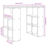 Skrivebord Med Hylle Hvit 90 X 50 X 75 Cm Konstruert Tre