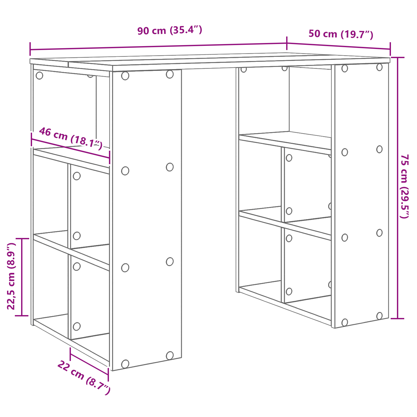 Skrivebord Med Hylle Hvit 90 X 50 X 75 Cm Konstruert Tre