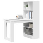 Skrivebord Med Hylle Hvit 122 X 67 X 145 Cm Konstruert Tre