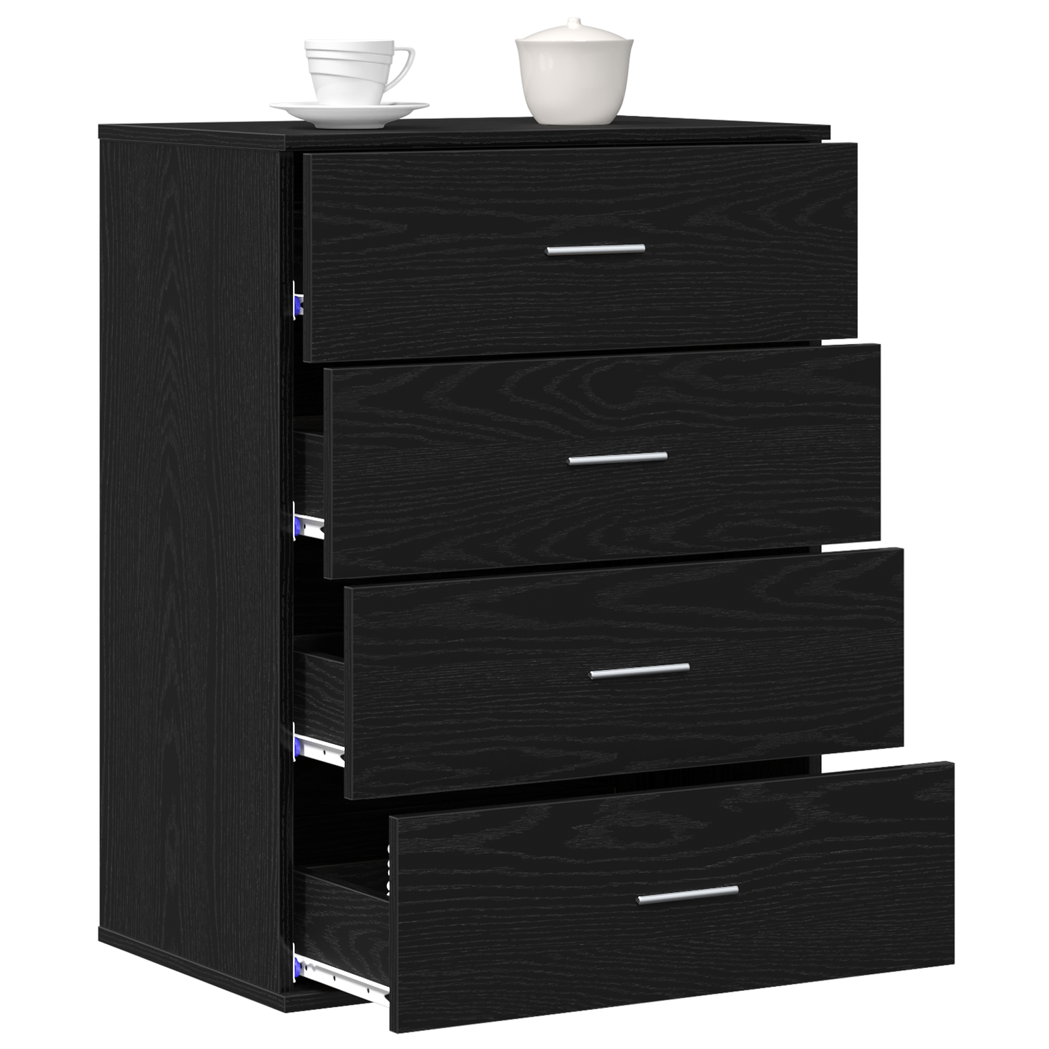 Serviesskap Med Skuff Svart Eik 60 X 39 X 80 Cm Konstruert Tre