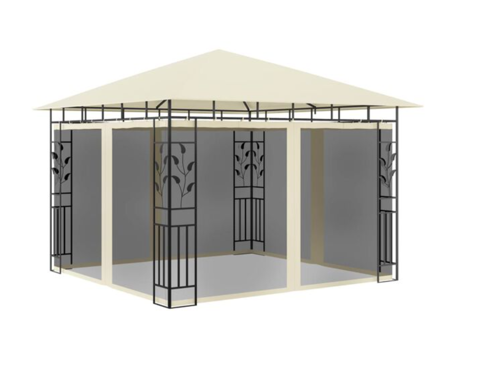 Paviljong med myggnett 4x3x2,73 m kremhvit 180 g/m²