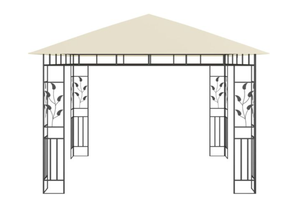 Paviljong med myggnett 4x3x2,73 m kremhvit 180 g/m²