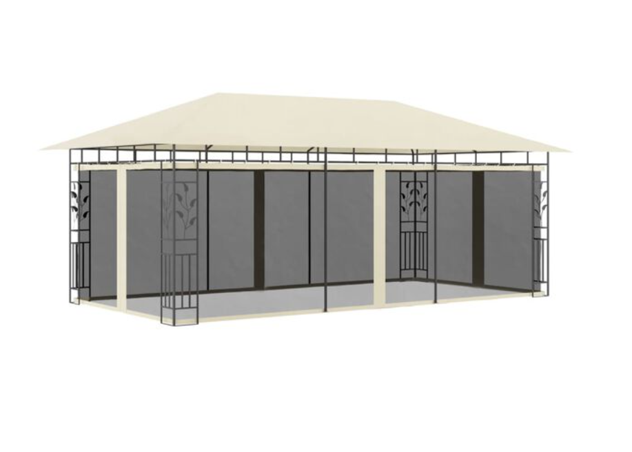 Paviljong med myggnett 6x3x2,73 m kremhvit