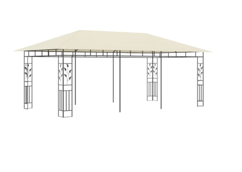 Paviljong med myggnett 6x3x2,73 m kremhvit