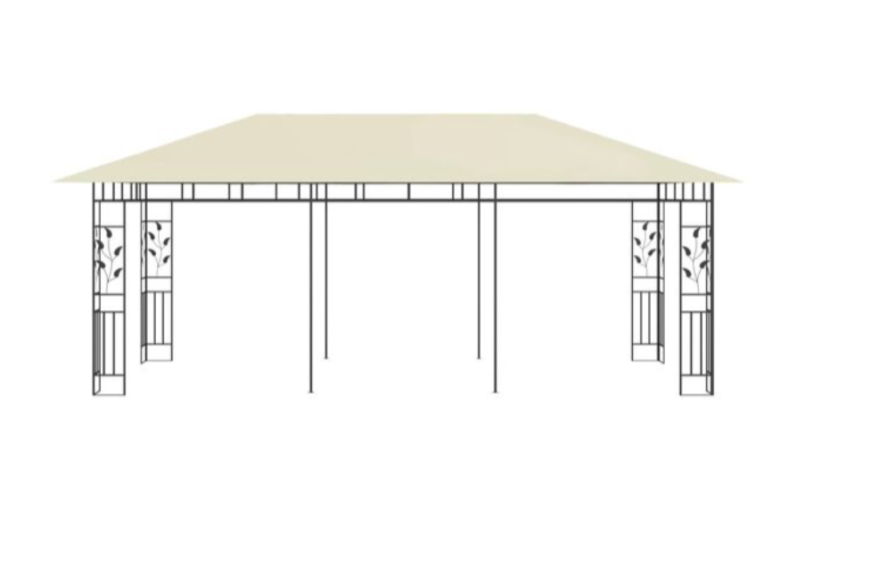 Paviljong med myggnett 6x3x2,73 m kremhvit