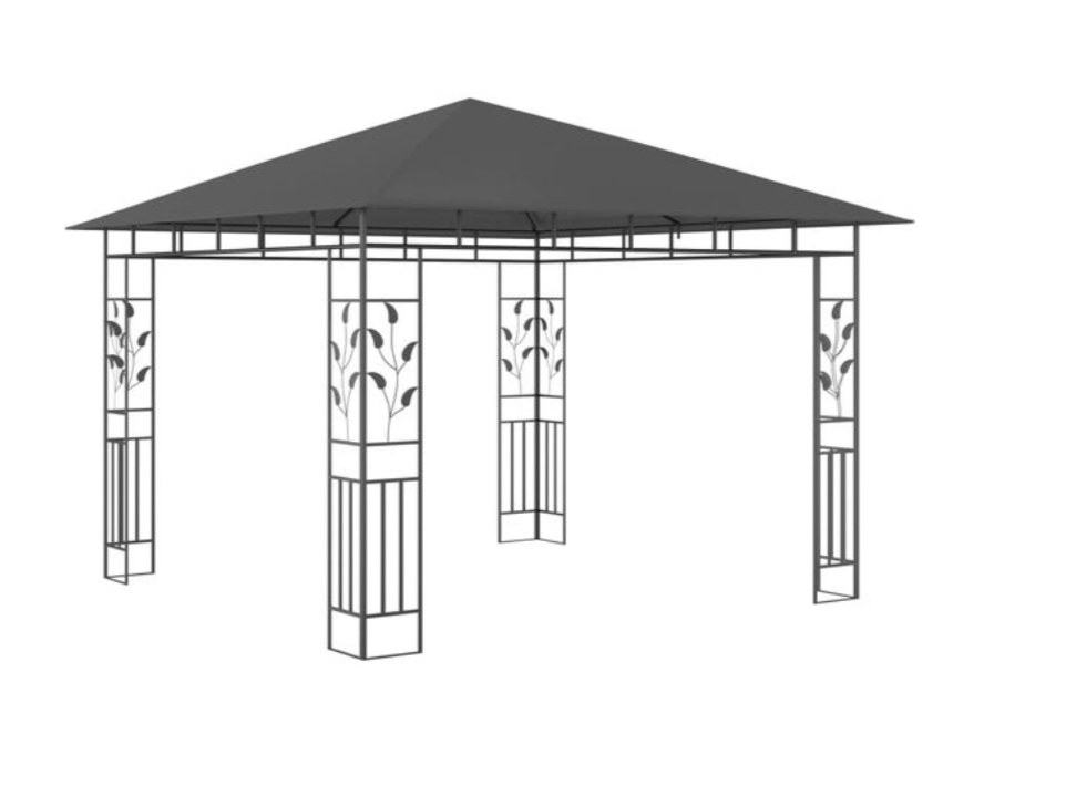 Paviljong med myggnett 4x3x2,73 m antrasitt 180 g/m²