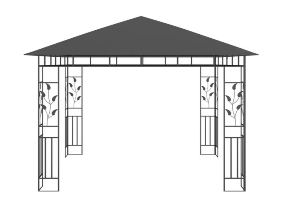 Paviljong med myggnett 4x3x2,73 m antrasitt 180 g/m²