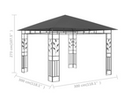 Paviljong med myggnett 3x3x2,73 m antrasitt 180 g/m²