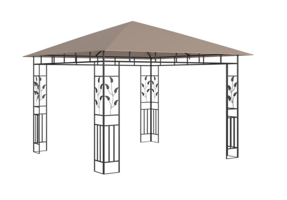 Paviljong med myggnett 4x3x2,73 m gråbrun 180 g/m²