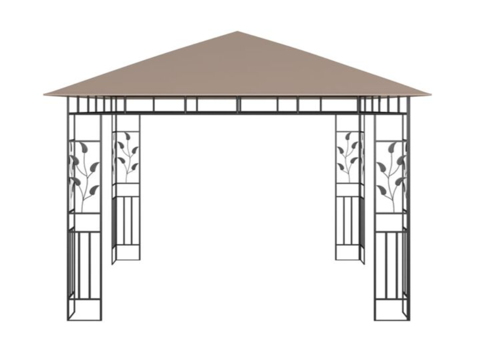 Paviljong med myggnett 4x3x2,73 m gråbrun 180 g/m²